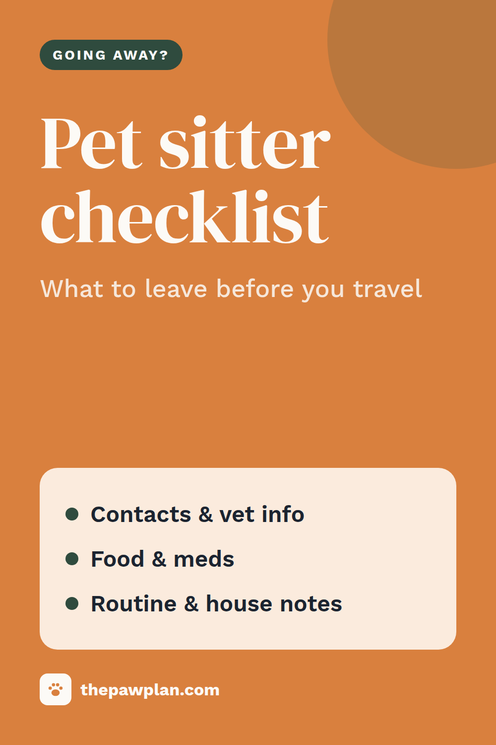 Pet sitter checklist: what to leave before you travel